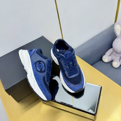 Chanel men's and women's couple's dark blue classic sports casual dad shoes - Image 7