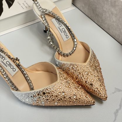 Jimmy Choo diamond chain pointed crystal high heel sandals - Image 8