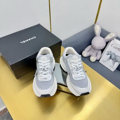 Chanel men's and women's couple silver-gray classic breathable casual dad shoes - Image 8