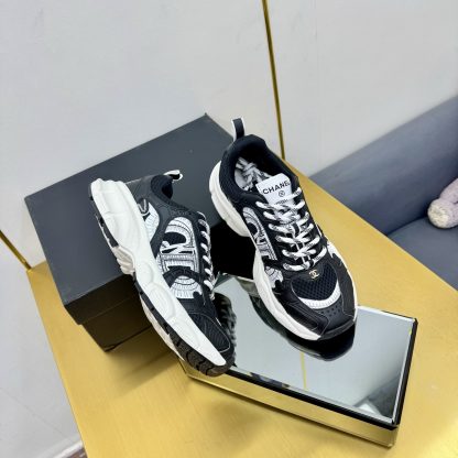 Chanel men's and women's couple's black and white classic breathable versatile casual dad shoes - Image 8