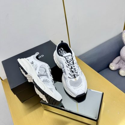 Chanel men's and women's couple's white and black classic breathable versatile casual dad shoes - Image 8