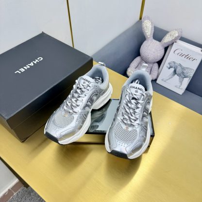Chanel men's and women's couple silver and black classic breathable casual dad shoes - Image 8