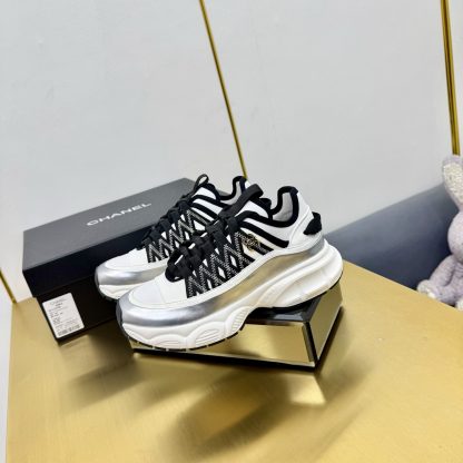 Chanel men's and women's couple silver and black classic sports casual dad shoes - Image 8