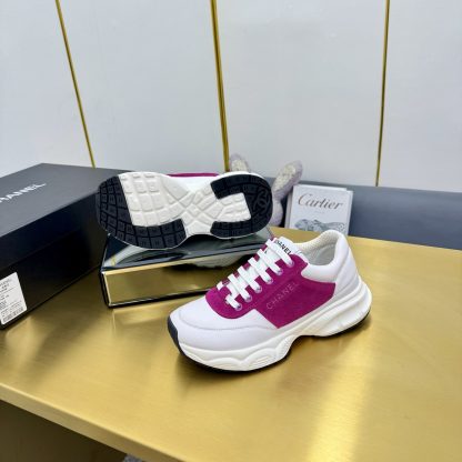 Chanel men's and women's couple's white mix and match pink classic sports casual dad shoes - Image 8
