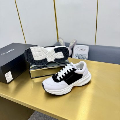 Chanel men's and women's couple's black mix and match white classic sports casual dad shoes - Image 8