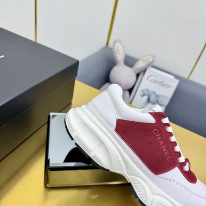 Chanel men's and women's couple's white mix and match red classic sports casual dad shoes - Image 8