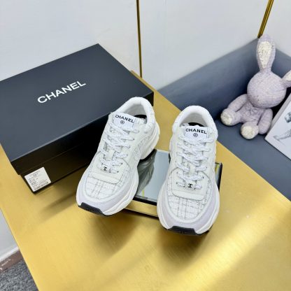 Chanel unisex couple's grey and white casual shoes - Image 8