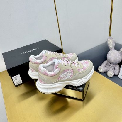 Chanel unisex couple's apricot with pink casual dad shoes - Image 8