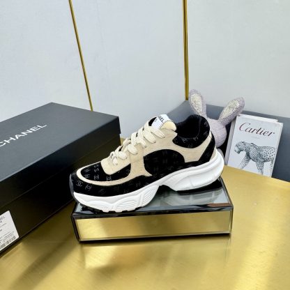 Chanel unisex couple's black with apricot casual dad shoes - Image 8