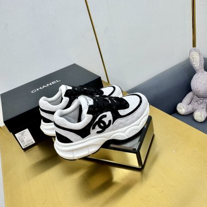Chanel unisex couple's black and white casual dad shoes - Image 8