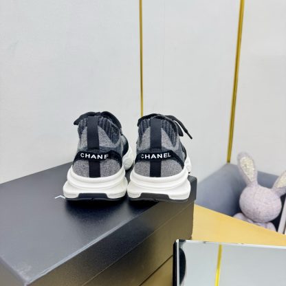 Chanel unisex couple's black with grey casual dad shoes - Image 8