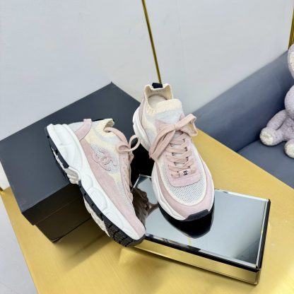 Chanel unisex couple's pink with apricot casual dad shoes - Image 8