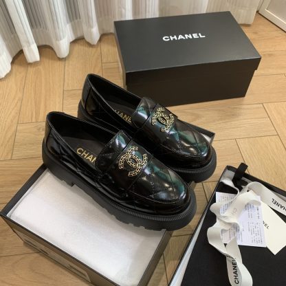 Chanel autumn and winter small round head slim retro style black loafers heel height 4.5cm - Image 8