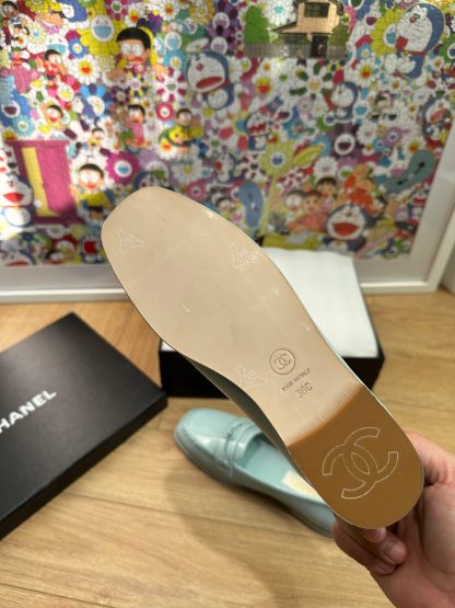 Chanel autumn and winter four seasons retro style small round head blue loafers - Image 8