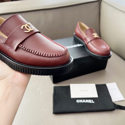 Chanel Early Spring Dance Shoes Series Red Small Round Head Retro Loafers - Image 8