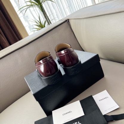 Chanel Early Spring Dance Shoes Series Red Shiny Small Round Head Retro Loafers - Image 7