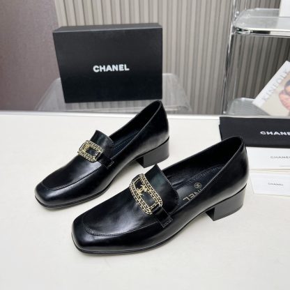 Chanel Early Spring Dance Shoes Series Small Round Toe Black Loafers Heel Height 4cm - Image 8