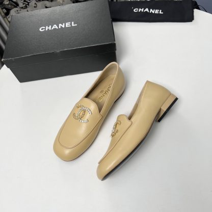 Chanel Early Spring Dance Shoes Series Small Round Toe Slimming Apricot Loafers - Image 8
