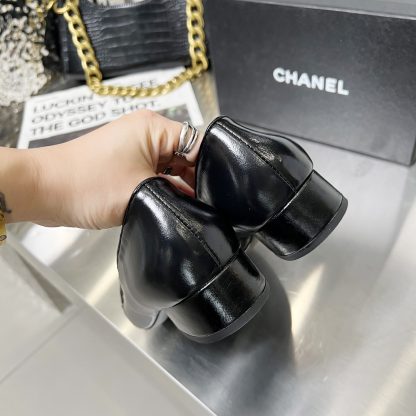 Chanel Early Spring Dance Shoes Series Small Round Toe Black Loafers Heel Height 3cm - Image 7