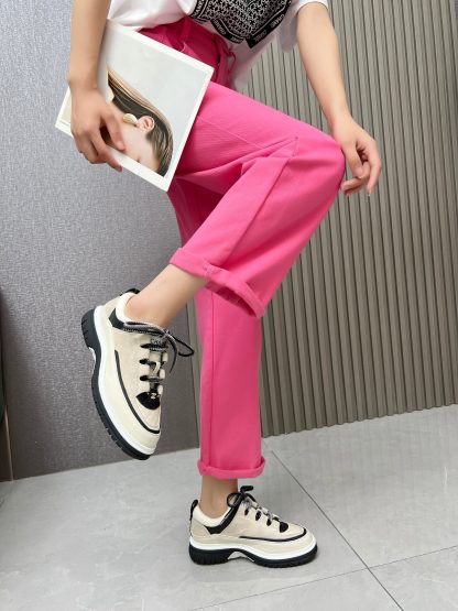 Chanel's new early spring casual thick-soled apricot classic embroidery style casual sports shoes - Image 7