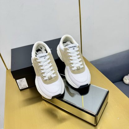 Chanel men's and women's couple's white with beige classic sports casual dad shoes - Image 8