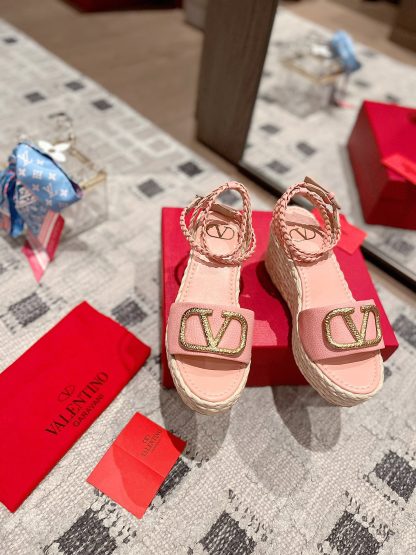 VALENTINO Braided rope wedge sandals - Image 8