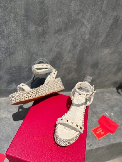 VALENTINO Studded hemp rope wedge sandals - Image 8