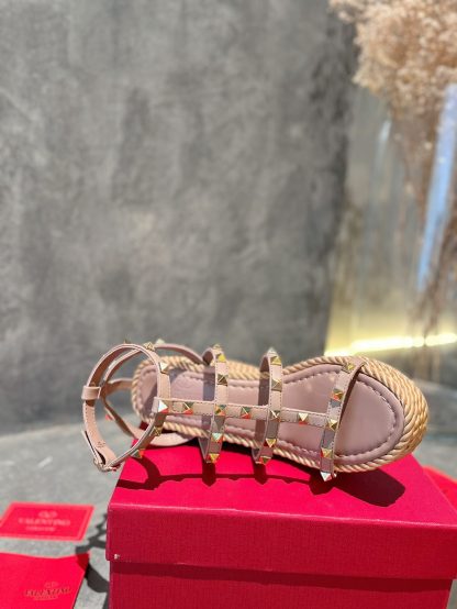 VALENTINO Studded hemp rope wedge sandals - Image 7