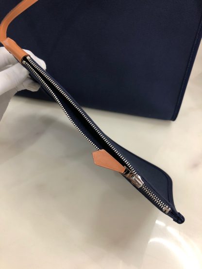 Hermes dark blue with khaki waterproof fashion casual crossbody bag unisex 31cm - Image 8