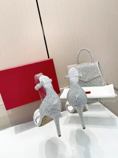 VALENTINO White Exquisite Rhinestone High Heels - Image 8