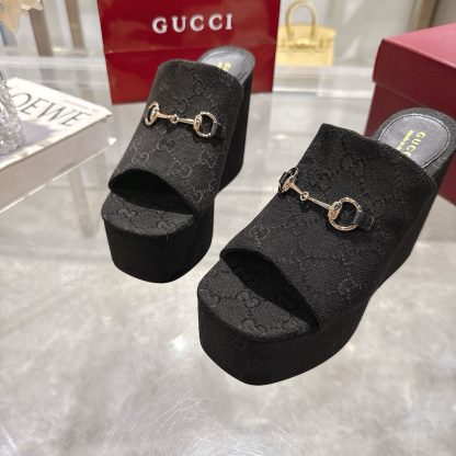 Gucci Horsebit Wedge Heel Women's Slide Sandals - Image 7