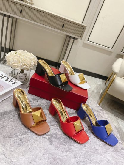 VALENTINO Gold Studded High Heels Sandals - Image 8