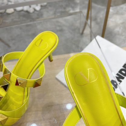 VALENTINO Gold Large Rivet Fashion High-end Sandals High Heels - Image 8
