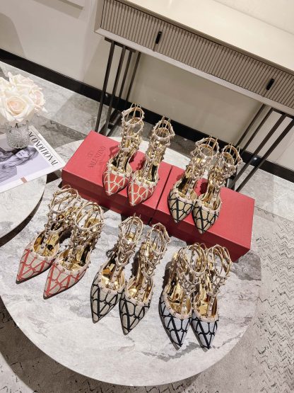 VALENTINO classic gold rivet temperament high heels - Image 8