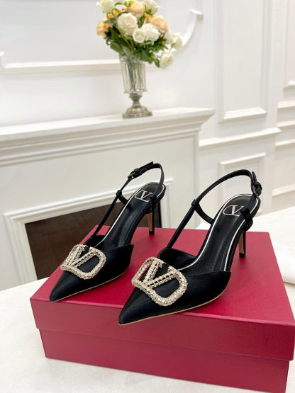 VALENTINO Rhinestone Decorative Buckle Exquisite High-End High Heels - Image 8
