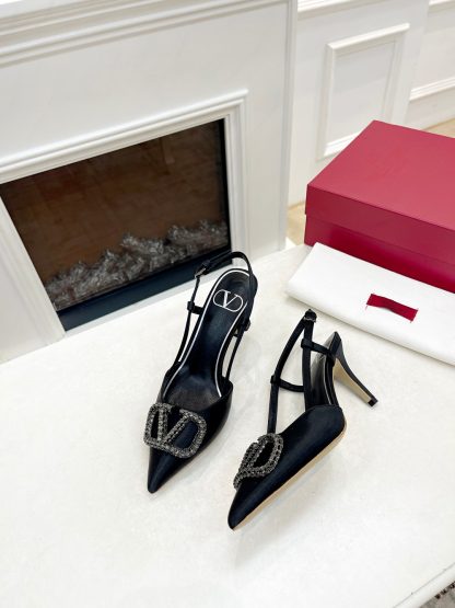 VALENTINO Rhinestone Buckle Elegant High Heels - Image 8