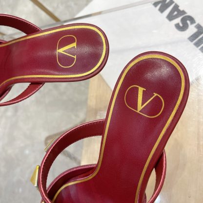 VALENTINO Gold Studded Fashion Sandals High Heels - Image 8