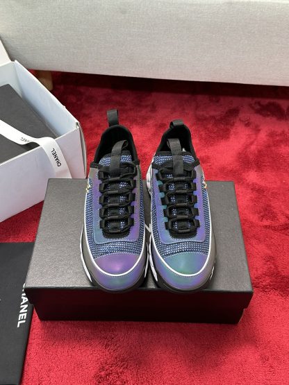 Chanel Unisex Couple Purple Mix Classic Casual Sneakers - Image 8