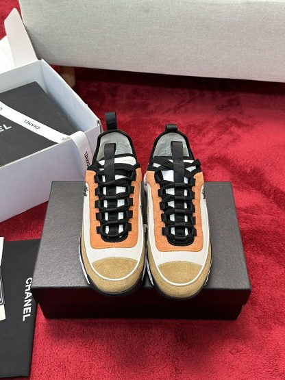 Chanel unisex couple's orange mix and match classic casual sneakers - Image 8