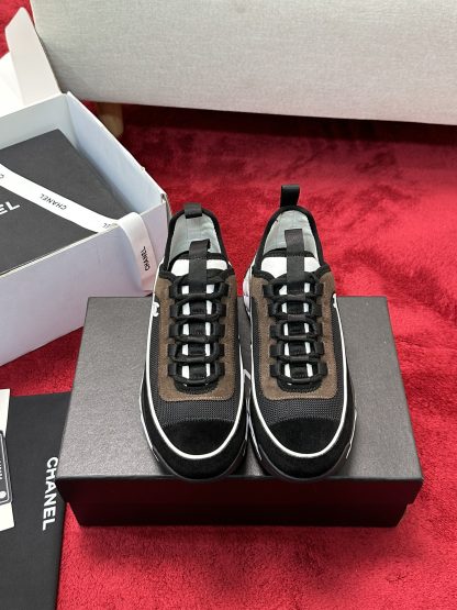 Chanel Unisex Couple Brown Mix Classic Casual Sneakers - Image 8