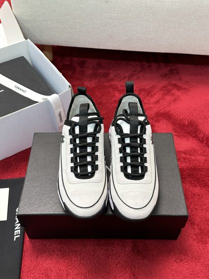 Chanel white and black men and women couple style mixed craftsmanship embroidery style versatile casual sports shoes - Image 8