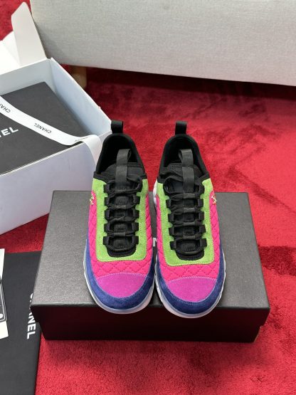 Chanel pink green men's and women's couple's mixed craft embroidery style versatile casual sports shoes - Image 8