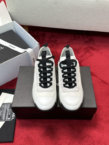 Chanel men's and women's couple's white and black mixed craft embroidery style versatile casual sports shoes - Image 7