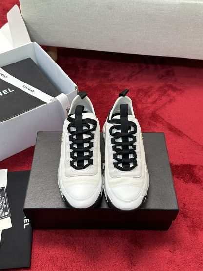Chanel men's and women's couple's black and white mixed craft embroidery style versatile casual sports shoes - Image 7