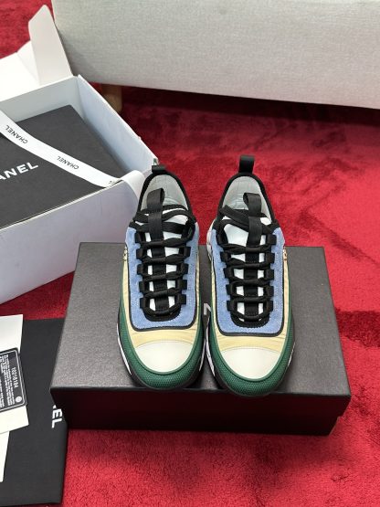Chanel men's and women's couple's blue-green mixed-match craft embroidery style versatile casual sports shoes - Image 7