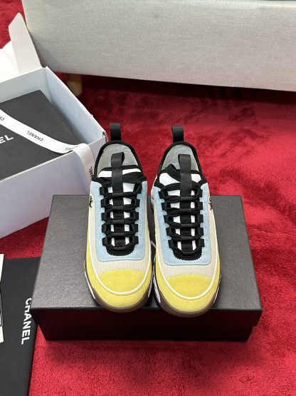 Chanel men's and women's couple's yellow and blue mixed craft embroidery style versatile casual sports shoes - Image 8