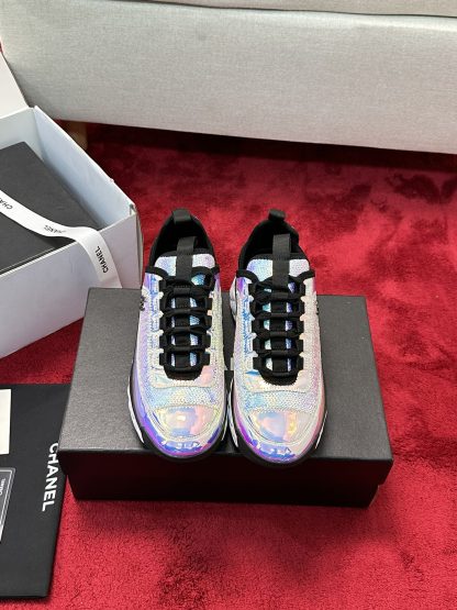 Chanel men's and women's couple's purple and blue mixed craft embroidery style versatile casual sports shoes - Image 7