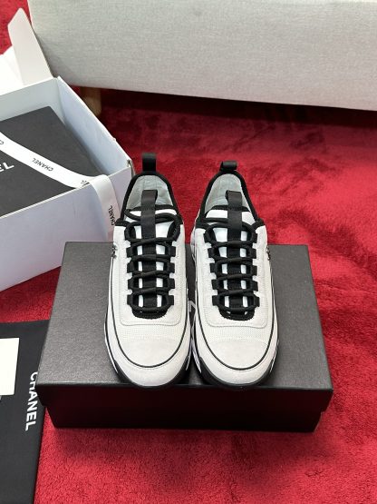 Chanel men's and women's couple's versatile fashion white and black mix and match casual sports shoes - Image 8