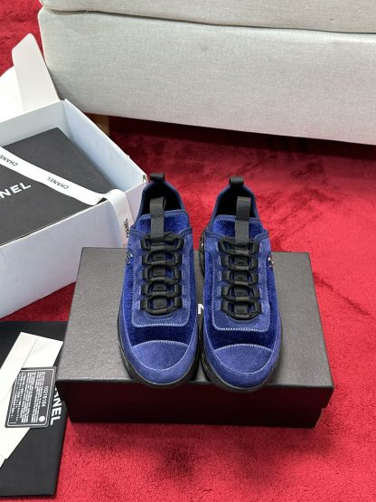 Chanel men's and women's couple's versatile fashionable dark blue mix and match casual sports shoes - Image 8