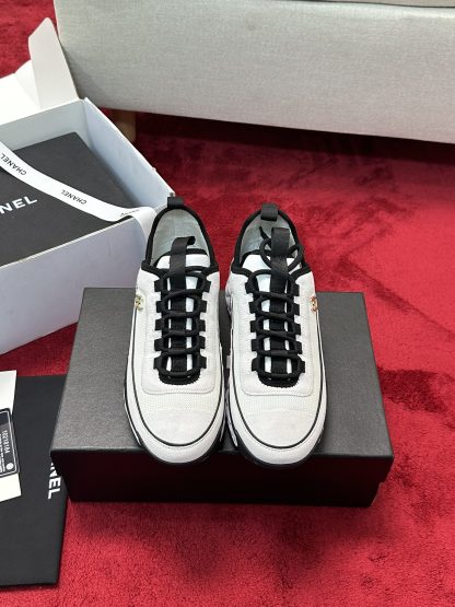 Chanel classic men's and women's couple's white and black mix and match fashion casual sports shoes - Image 7